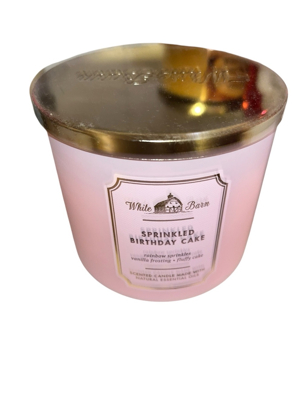 Bath & Body Works White Barn SPRINKLED BIRTHDAY CAKE 3-Wick 14.5 oz Candle USED